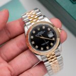 Đồng Hồ Rolex DateJust Bọc Vàng Thật Mặt Đen Nam Nhà Máy GM 36mm (7)