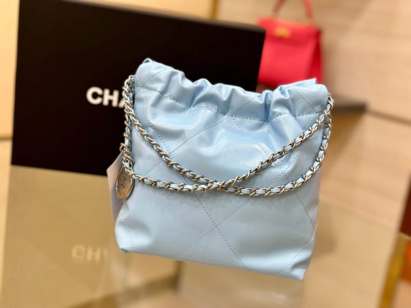 Túi Chanel Quilted Calfskin Mini Bag Màu Xanh Dương 22cm (5)