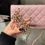 Túi Đeo Chéo Chanel Caviar Tiny CC Wallet on Chain WOC Màu Hồng 19cm (2)