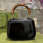 Túi Gucci Bamboo 1947 Mini Top Handle Siêu Cấp Đen Da Bóng 17cm (6)