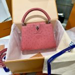 Túi Xách Louis Vuitton Capucines Da Đà Điểu Nhập Khẩu Màu Hồng (8)