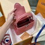 Túi Xách Louis Vuitton Capucines Da Đà Điểu Nhập Khẩu Màu Hồng (8)