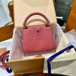 Túi Xách Louis Vuitton Capucines Da Đà Điểu Nhập Khẩu Màu Hồng (8)