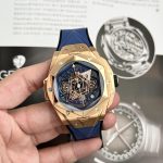 Đồng Hồ Hublot Big Bang Sang Bleu II Vàng Hồng Dây Xanh BBF 45mm (1)