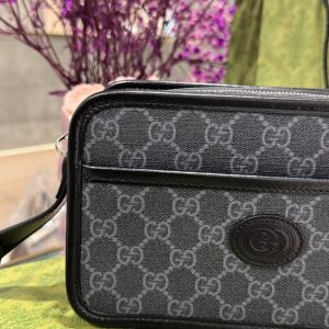 Túi Đeo Chéo Nam Gucci Mini Bag GG Retro Màu Đen Siêu Cấp 22x14x6cm (7)