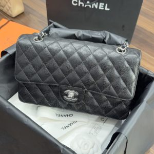 Túi Xách Chanel Classic Nữ Màu Đen Khoá Bạc Siêu Cấp 25cm (2)