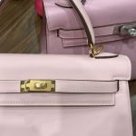 Túi Xách Nữ Hermes Kelly Màu Hồng Nhạt Khoá Vàng Siêu Cấp Size 25cm (2)