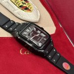 Đồng Hồ Cartier Chế Tác Santos WSSA0039 Màu Đen Dây Cao Su Nhà Máy BV 39 (2)
