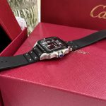 Đồng Hồ Cartier Replica 11 Santos Nam Mặt Đen Cọc Số La Mã 39 (2)