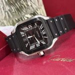 Đồng Hồ Cartier Replica 11 Santos Nam Mặt Đen Cọc Số La Mã 39 (2)