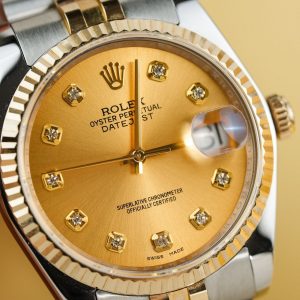 Đồng Hồ Rolex Nam Rep 11 DateJust 126233 Mặt Số Vàng Champagne Bọc Vàng Thật 36mm (2)