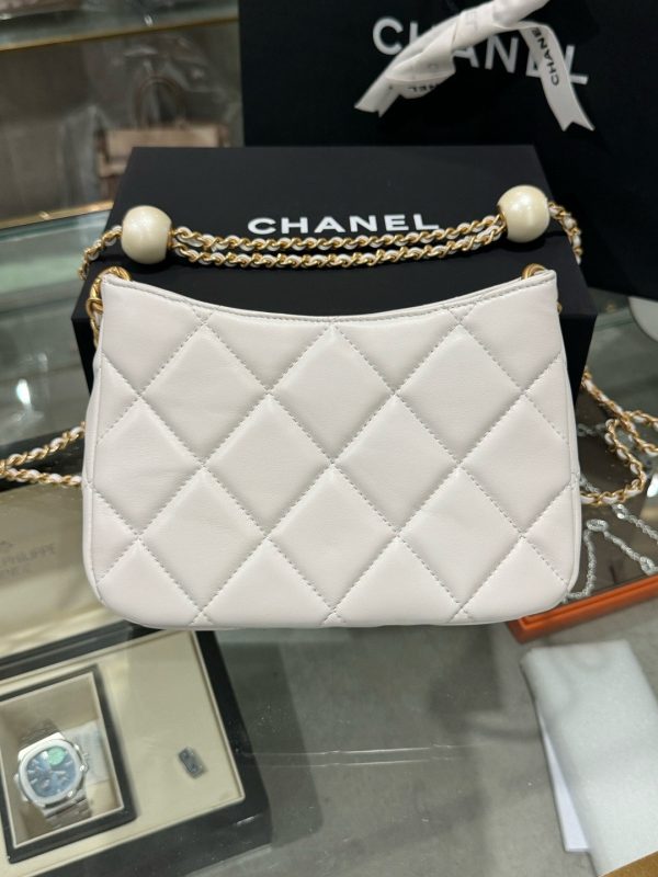 Túi Xách Chanel 24S Hobo Nữ Màu Trắng Quai Xích Like Auth 20x13x8cm (2)