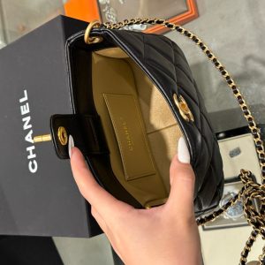 Túi Xách Chanel 24S Hobo Siêu Cấp Nữ Màu Đen Quai Xích 20x13x8cm (2)