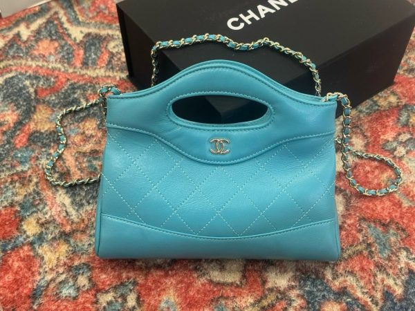 Túi Xách Chanel 31 Mini Like Auth Nữ Màu Xanh Da Trời 20.5x17 (2)