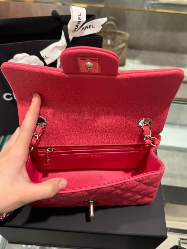 Túi Xách Chanel Classic Nữ Màu Đỏ Da Bê Rep 11 Cao Cấp 20cm (2)