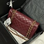 Túi Xách Chanel Classic Nữ Màu Đỏ Mận Da Trơn Rep 11 Cao Cấp 25cm (2)