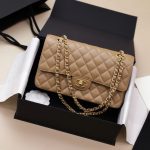 Túi Xách Chanel Classic Replica 11 Nữ Da Bê Màu Nâu 25cm