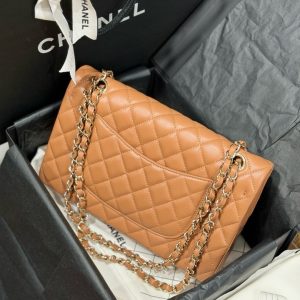 Túi Xách Chanel Classic Replica 11 Nữ Màu Nâu Khoá Vàng 25cm (2)
