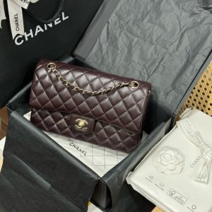 Túi Xách Chanel Classic Replica Cao Cấp Chất Da Hạt Khoá Vàng 25cm (2)