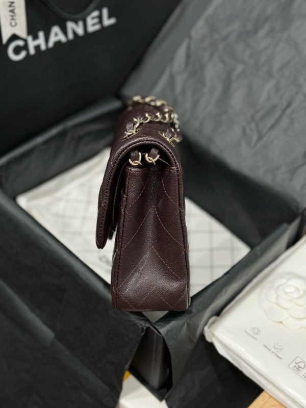Túi Xách Chanel Classic Replica Cao Cấp Chất Da Hạt Khoá Vàng 25cm (2)