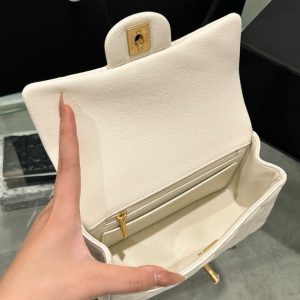 Túi Xách Chanel Handle Mini Replica 11 Chất Da Hạt Màu Trắng 20cm (2)