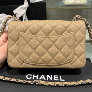 Túi Xách Chanel Replica 11 Nữ Da Bê Màu Nâu 20cm (2)