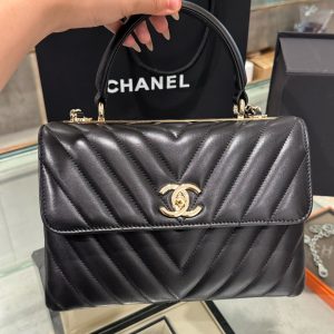 Túi Xách Chanel Trendy Siêu Cấp Nữ Da Trơn Màu Đen Khoá Vàng 25x12x7cm (2)