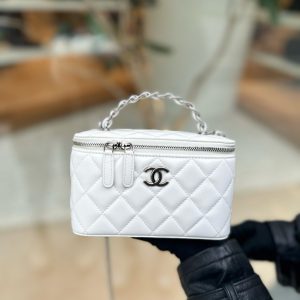 Túi Xách Chanel Vanity Mini Like Auth Nữ Da Bò Màu Trắng 16x10x8cm (2)