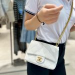 Túi Xách Đeo Chéo Chanel Classic Like Auth Nữ Màu Trắng 20x14x8cm (2)