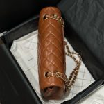 Túi Xách Siêu Cấp Chanel Nữ Da Trơn Màu Nâu Đậm Khoá Vàng 25cm (2)