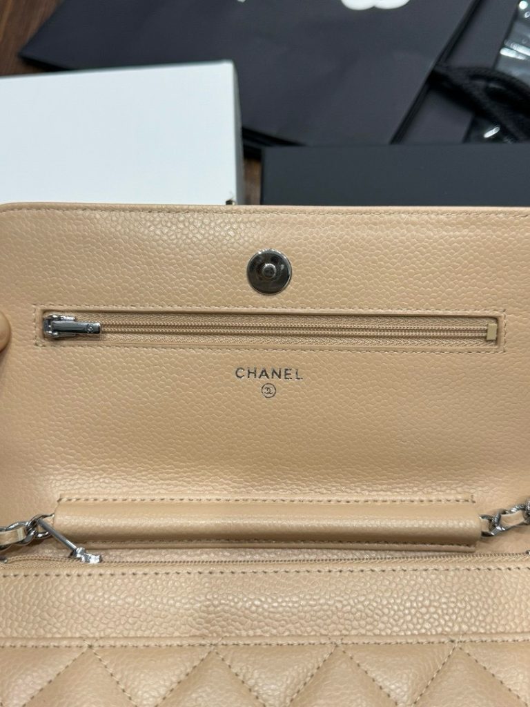 Túi Xách Siêu Cấp Chanel Woc Entrupy Màu Be Khoá Bạc 19cm (2)