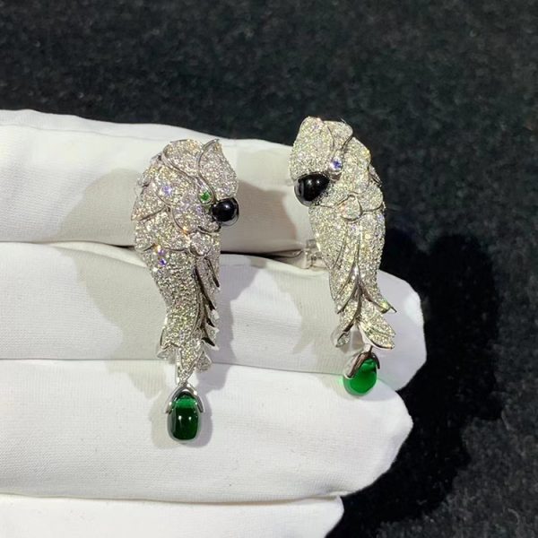 Bộ Vòng Cổ Vòng Tay Bông Tai Và Nhẫn Cartier Les Oiseaux Libres Chế Tác Kim Cương Tự Nhiên Vàng Trắng 18K (2)