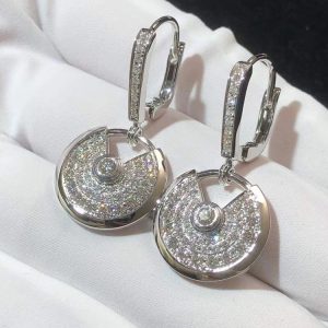 Bông Tai Cartier Amulette Chế Tác Kim Cương Tự Nhiên Vàng Trắng 18K (2)