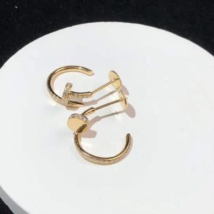 Bông Tai Cartier Juste Un Clou Chế Tác Vàng Hồng 18K Đính Kim Cương Tự Nhiên (2)