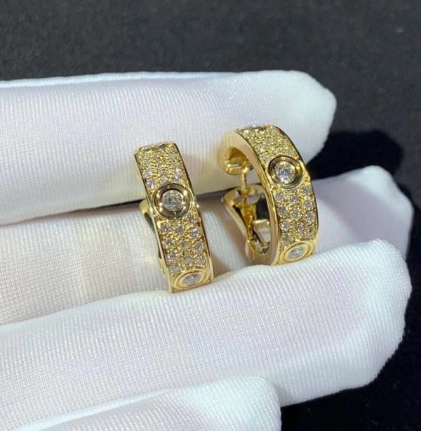 Bông Tai Cartier Love Chế Tác Vàng 18K Đính Kim Cương Tự Nhiên (2)