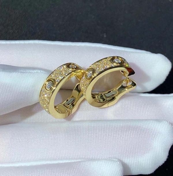 Bông Tai Cartier Love Chế Tác Vàng 18K Đính Kim Cương Tự Nhiên (2)