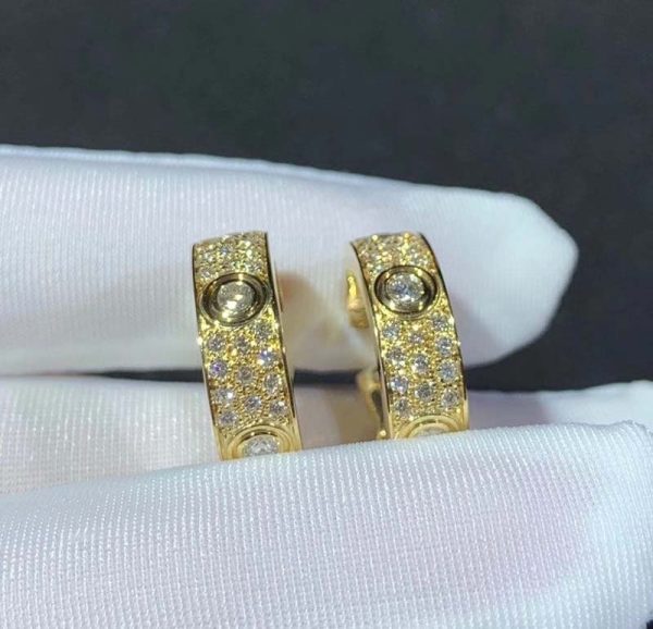 Bông Tai Cartier Love Chế Tác Vàng 18K Đính Kim Cương Tự Nhiên (2)