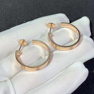 Bông Tai Cartier Love Chế Tác Vàng Hồng 18K Đính Kim Cương Tự Nhiên (2)