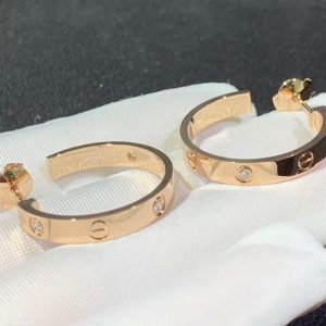 Bông Tai Cartier Love Chế Tác Vàng Hồng 18K Đính Kim Cương Tự Nhiên (2)