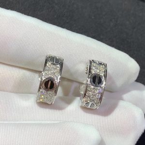 Bông Tai Cartier Love Chế Tác Vàng Trắng 18K Đính Kim Cương Tự Nhiên (2)