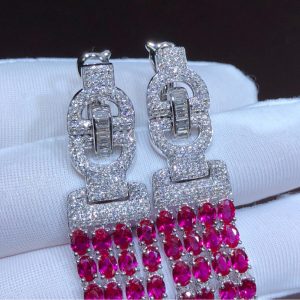 Bông Tai Cartier Nữ Chế Tác Ruby Kim Cương Vàng Trắng 18K (2)