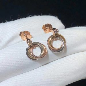 Bông Tai Cartier Trinity Chế Tác Kim Cương Tự Nhiên Vàng 18K 3 Màu (2)