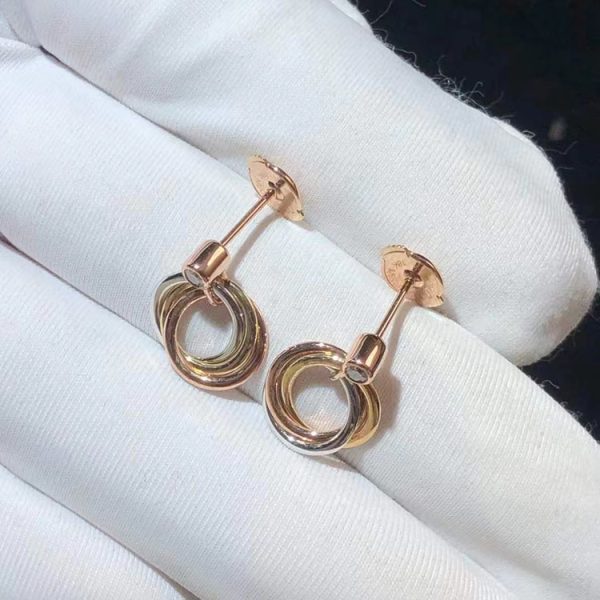 Bông Tai Cartier Trinity Chế Tác Kim Cương Tự Nhiên Vàng 18K 3 Màu (2)