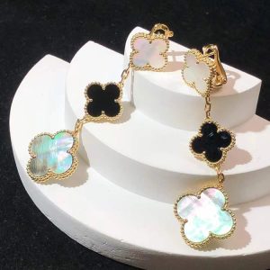 Bông Tai Chế Tác Van Cleef & Arpels Vintage Alhambra Đá Quý Vàng Hồng 18K (2)