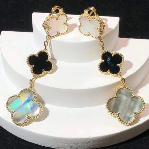 Bông Tai Chế Tác Van Cleef & Arpels Vintage Alhambra Đá Quý Vàng Hồng 18K (2)