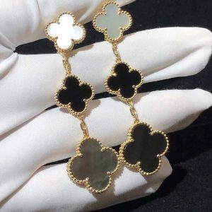 Bông Tai Chế Tác Van Cleef & Arpels Vintage Alhambra Đá Quý Vàng Hồng 18K (2)