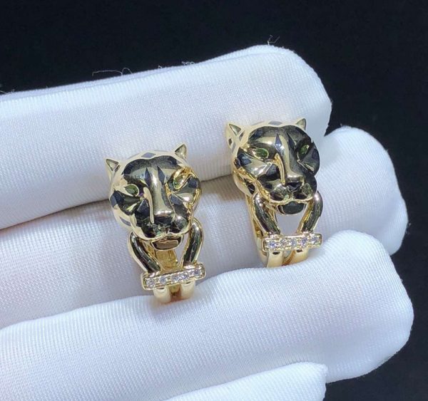 Bông Tai Chế Tác Vàng 18K Kim Cương Tự Nhiên Panthère De Cartier (2)