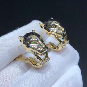 Bông Tai Chế Tác Vàng 18K Kim Cương Tự Nhiên Panthère De Cartier (2)