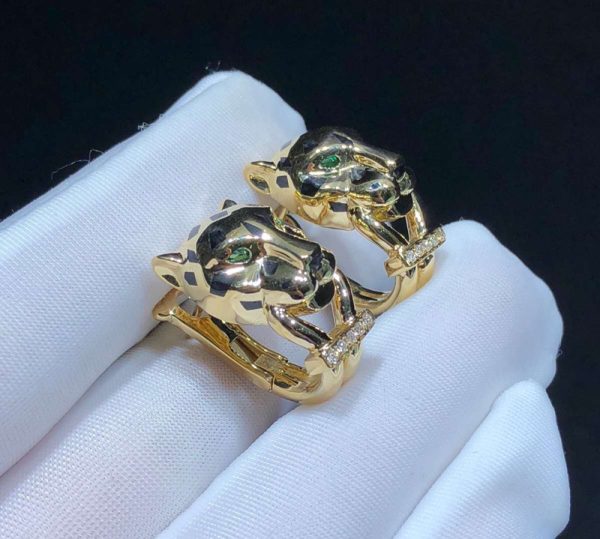 Bông Tai Chế Tác Vàng 18K Kim Cương Tự Nhiên Panthère De Cartier (2)