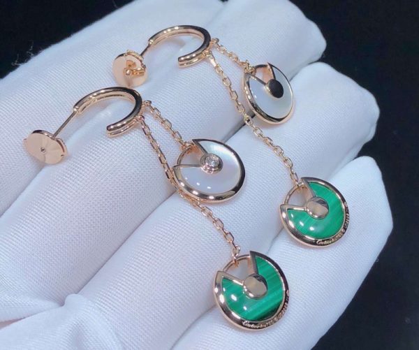 Bông Tai Nữ Cartier Amulette Chế Tác Đá Quý Kim Cương Tự Nhiên Vàng Hồng 18K (2)